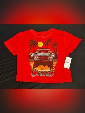 NWT O’Neill Drive Wild Graphic T-Shirt Coral Palm Tree Truck Tee Size Small